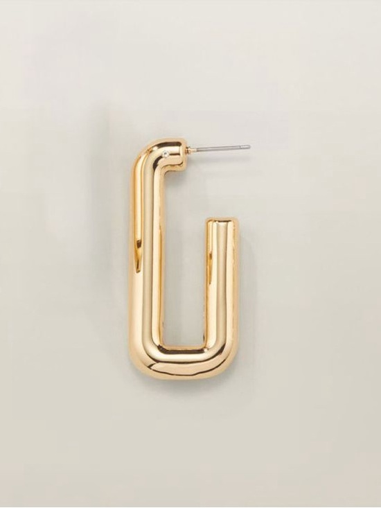 Madison Smooth Hoop Earrings Gold Women Jewelry - Picture 2 of 2